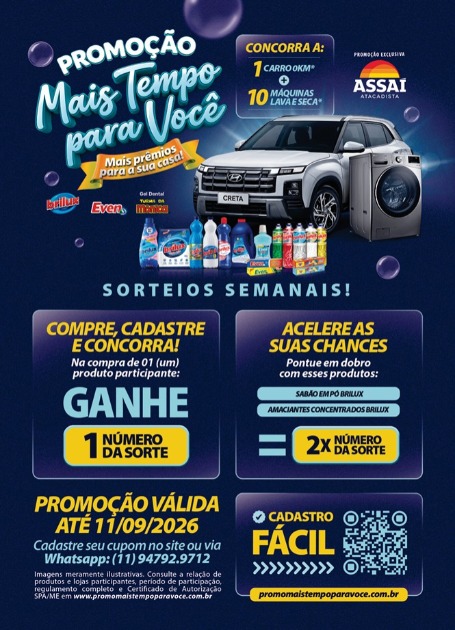 Compras do dia a dia podem render lava-e-seca e carro 0 km