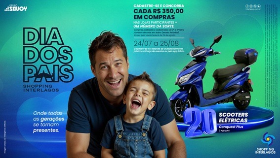 Shopping Interlagos celebra o Dia dos Pais com sorteio de 20 scooters elétricas