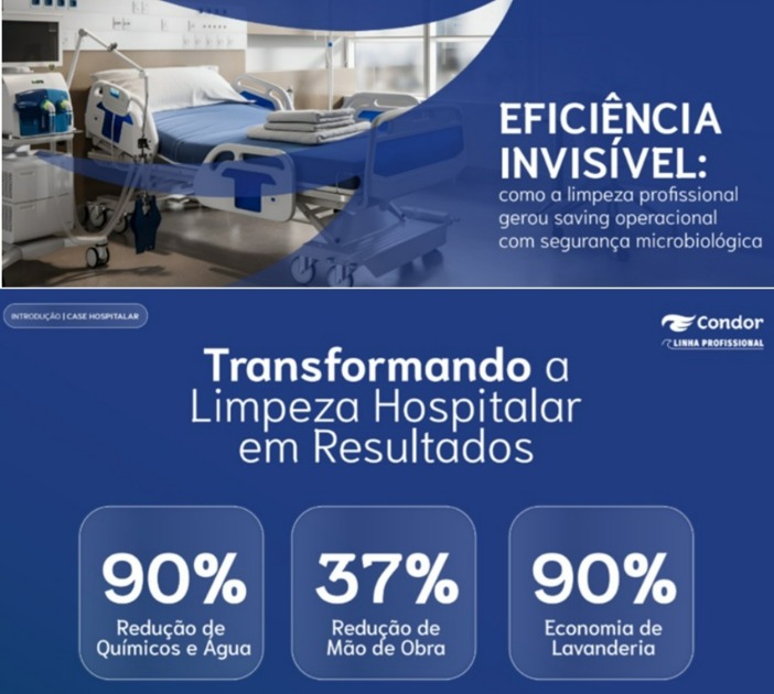 Condor Linha Profissional transforma a limpeza hospitalar em eficiência e reduz até 90% dos custos de lavanderia, água e químicos